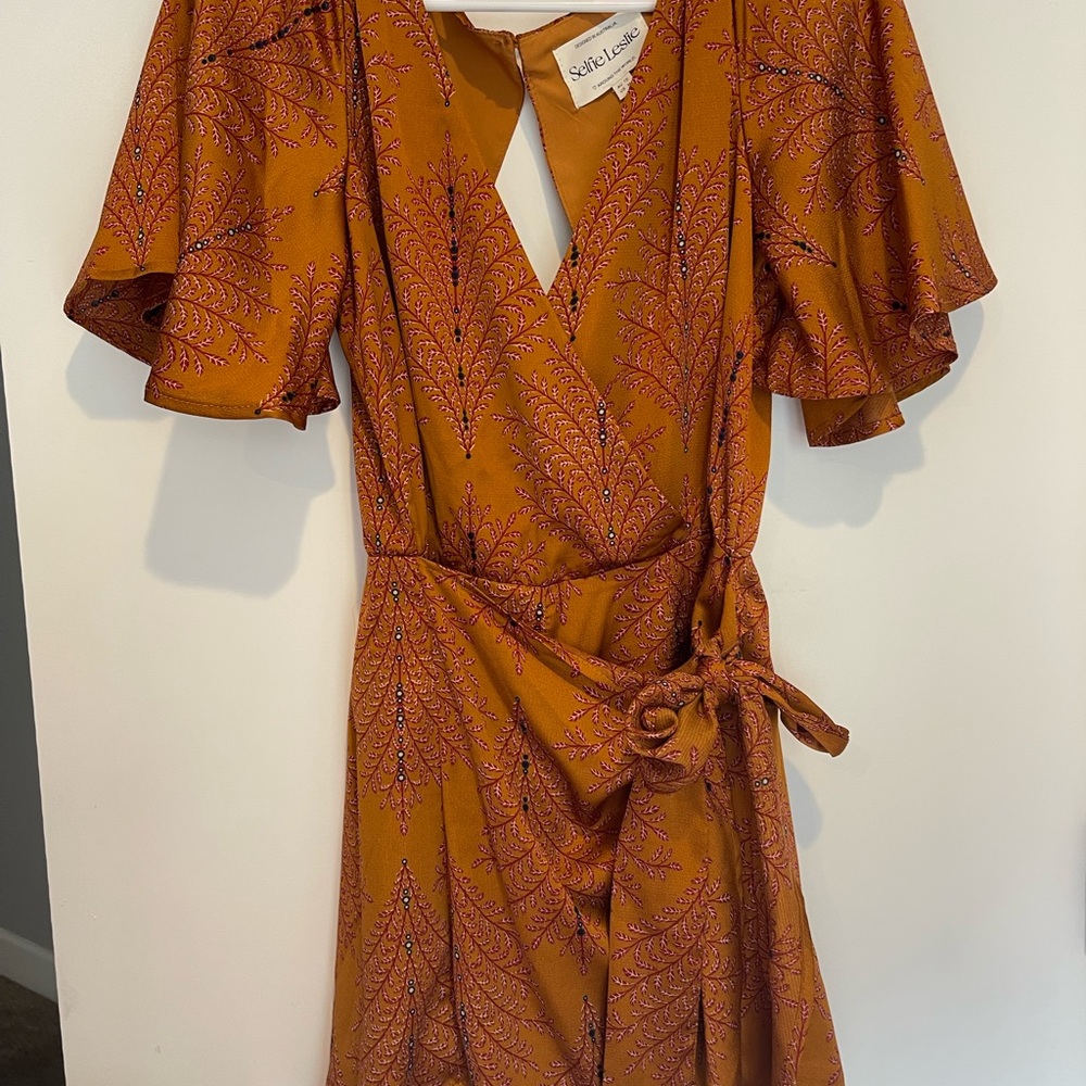 Selfie Leslie Mustard Wrap Dress - Medium - Never Worn